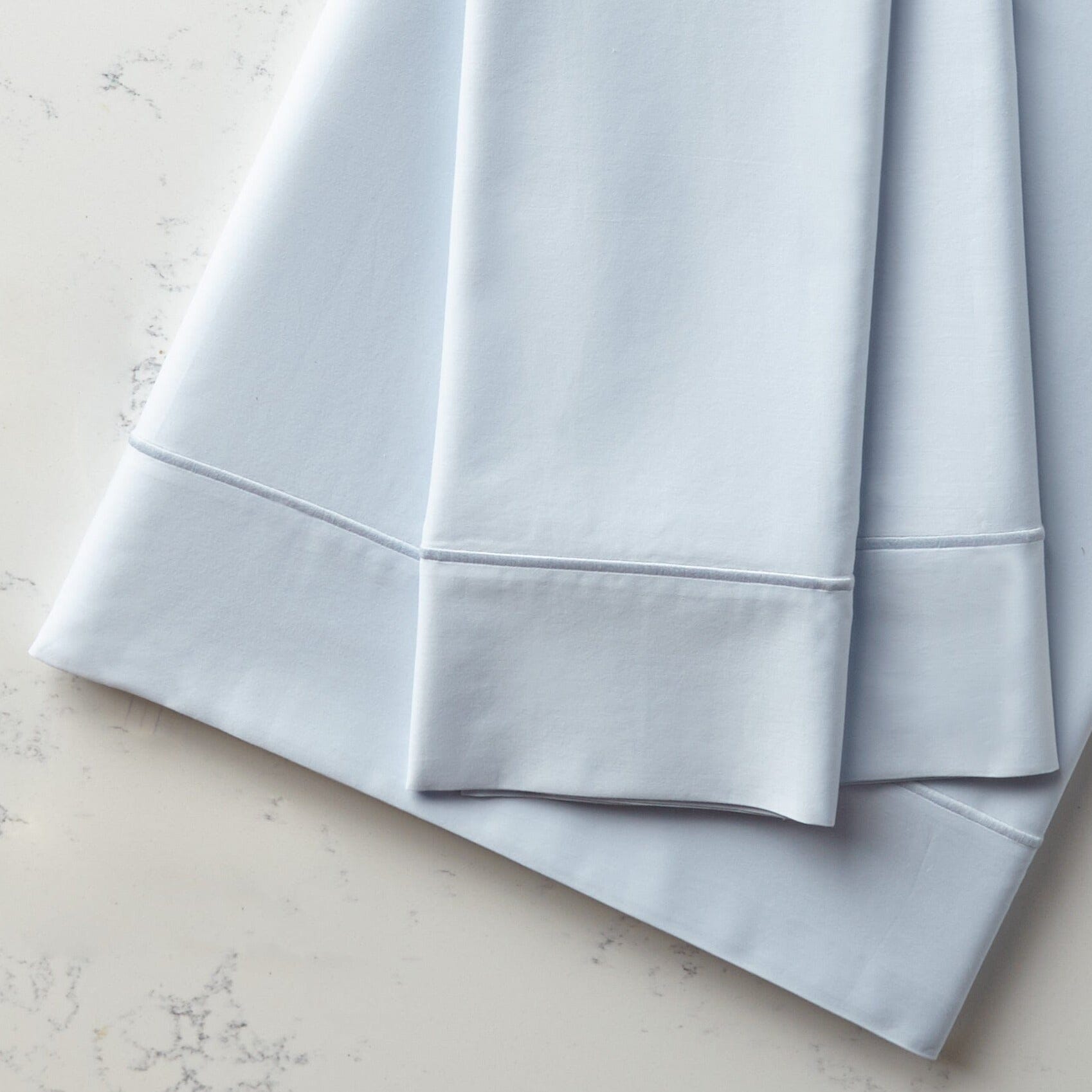Satin Stitch Detail - Peacock Alley Soprano Barely Blue Bedding - Fig Linens and Home