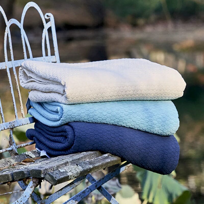 Traditions Linens - Tracey Coverlet by TL at Home Stack with Navy Shown - Fig Linens and Home