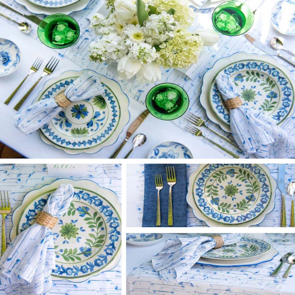 Amalfi Blue and White Table Linens - Mode Living at Fig Linens and Home