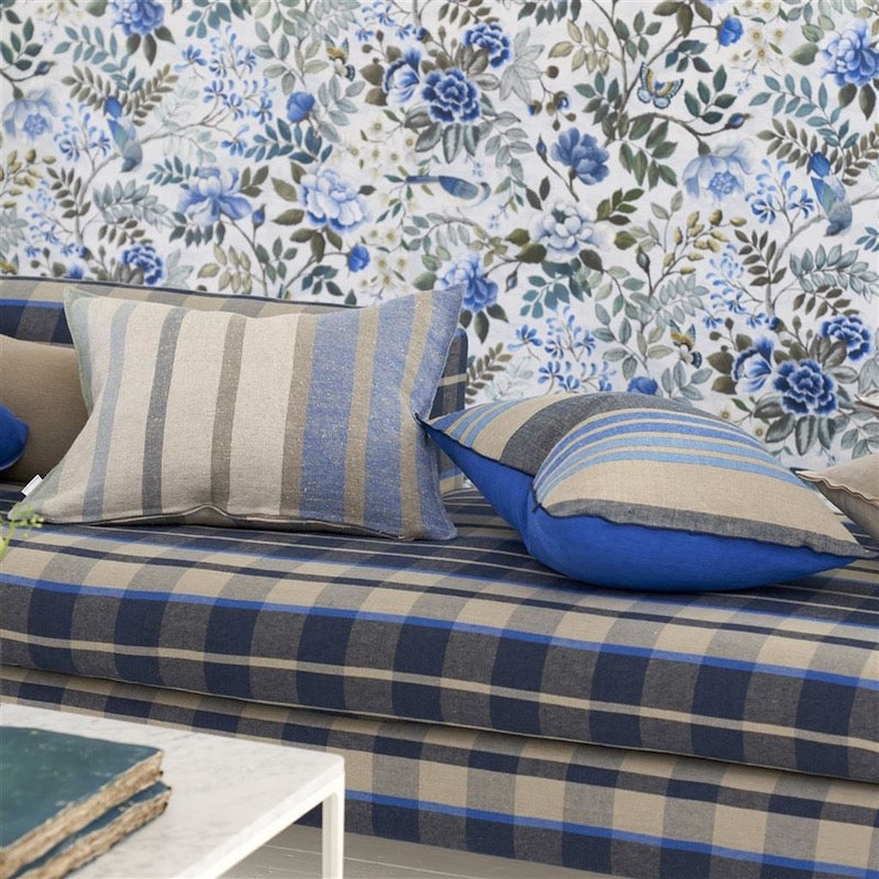 Throw Pillows - Designers Guild Brera Corso Aqua with other cushions - Fig Linens and Home