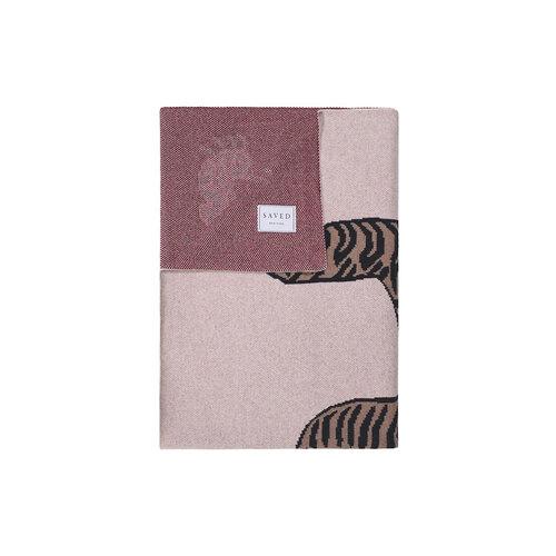 Folded Natural Tiger Rug Cashmere Throw Blanket by Saved NY | Fig Linens