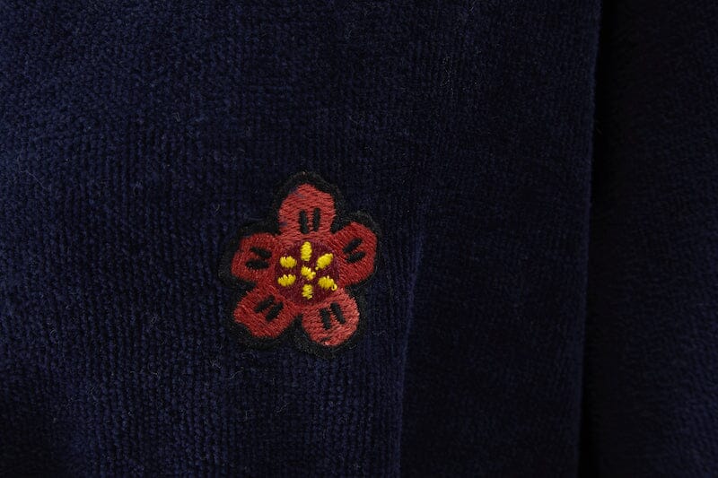 Kenzo Paris K BOKE Marine Hooded Velor Bathrobe (Women's) - Fabric Detail 2 - Fig Linens and Home