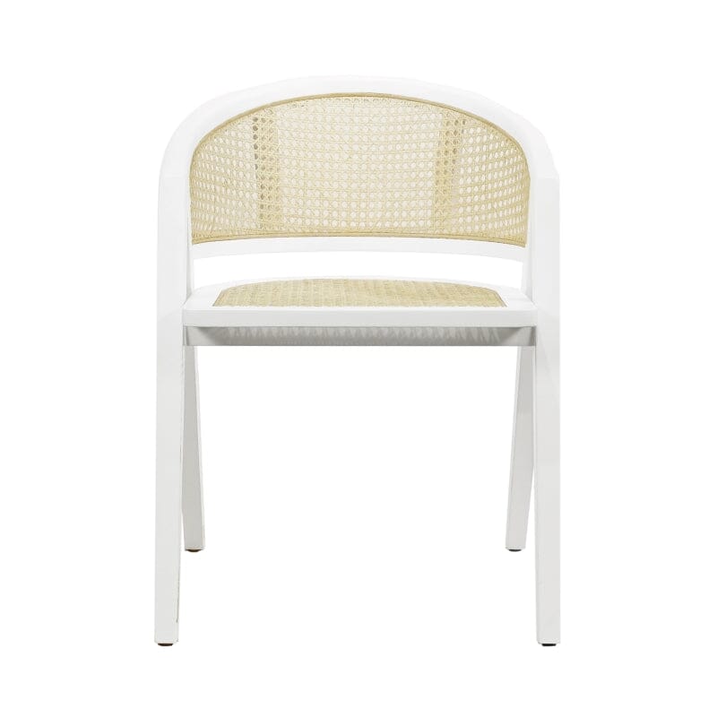 Aero White Cane Back Dining Chair by Worlds Away - Front - Fig Linens and Home