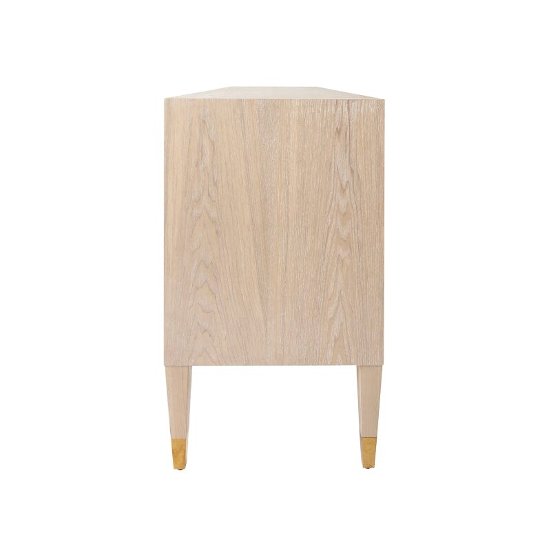 Amherst BUFFET WITH ACRLYIC AND BRASS HARDWARE IN CERUSED OAK - Side - Fig Linens and Home