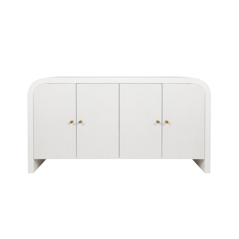 Belmont Waterfall Buffet in Glossy White - Front - Worlds Away at Fig Linens and Home