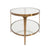Brando TWO TIER GLASS TOP OVAL COFFEE TABLE IN ANTIQUE BRASS - Side - Fig Linens and Home