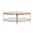 Brando TWO TIER GLASS TOP OVAL COFFEE TABLE IN ANTIQUE BRASS - Worlds Away - Fig Linens and Home