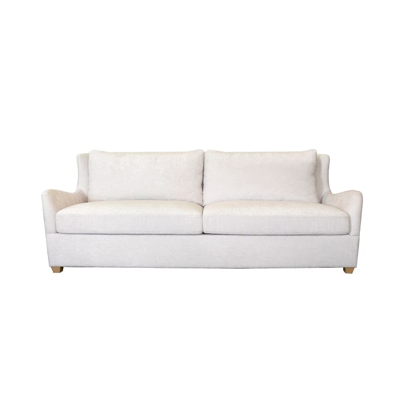 Kaleb WINGBACK SOFA WITH CERUSED OAK FEET IN IVORY PLAIN WEAVE UPHOLSTERY - Front