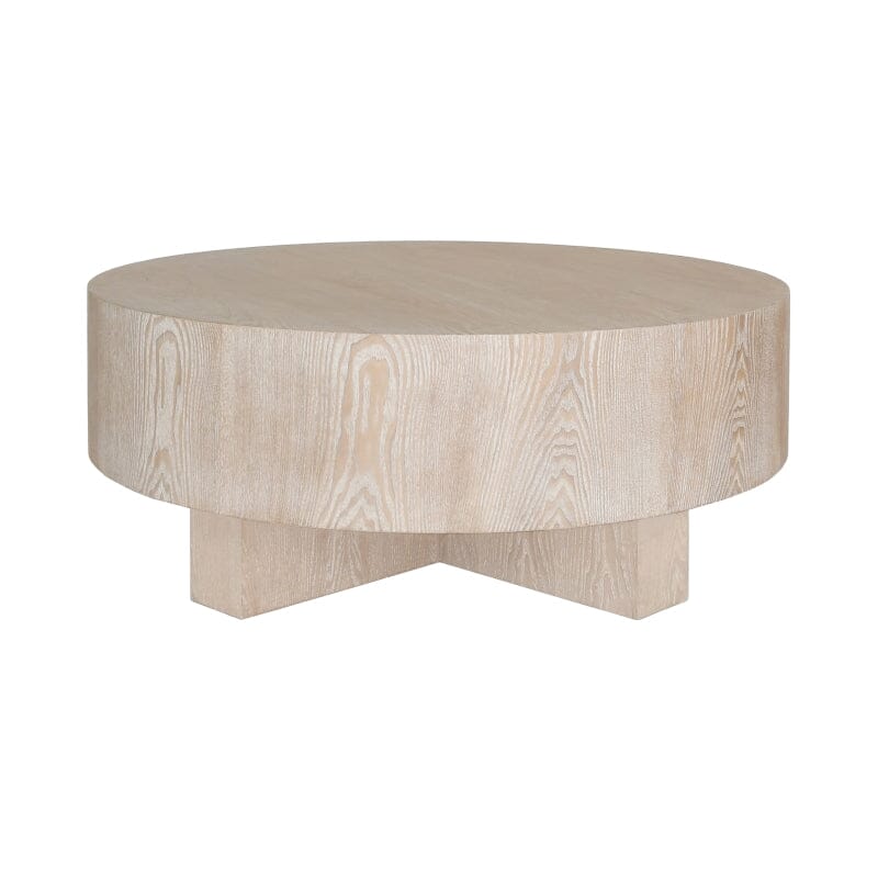 Oslo THICK TOP COFFEE TABLE WITH CROSS BASE IN CERUSED OAK - Table - Fig Linens and Home