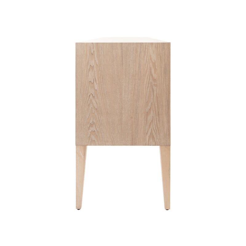 Palmer FLUTED SIX DRAWER BUFFET WITH BRASS KNOBS IN CERUSED OAK -Side - Fig Linens and Home