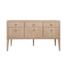 Palmer FLUTED SIX DRAWER BUFFET WITH BRASS KNOBS IN CERUSED OAK - Front - Fig Linens and Home