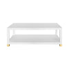 Patricia COFFEE TABLE WITH ANTIQUE BRASS FOOT CAPS IN MATTE WHITE LACQUER - Front