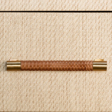 Pelham ONE DRAWER SIDE TABLE WITH RATTAN WRAPPED HANDLE IN NATURAL GRASSCLOTH - Detail