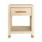 Pelham ONE DRAWER SIDE TABLE WITH RATTAN WRAPPED HANDLE IN NATURAL GRASSCLOTH - Front