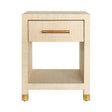 Pelham ONE DRAWER SIDE TABLE WITH RATTAN WRAPPED HANDLE IN NATURAL GRASSCLOTH - Front