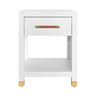 Pelham ONE DRAWER SIDE TABLE WITH RATTAN WRAPPED HANDLE IN MATTE WHITE LACQUER - Front 