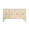 Rue FOUR DOOR BUFFET WITH ANTIQUE BRASS CIRCLE HARDWARE IN NATURAL GRASSCLOTH - Front