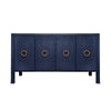 Rue FOUR DOOR BUFFET WITH ANTIQUE BRASS CIRCLE HARDWARE IN TEXTURED NAVY LINEN - Front