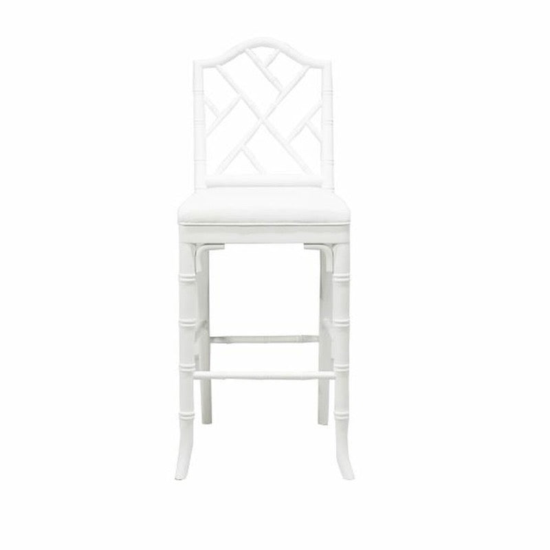 Annette White Counter Stool by Worlds Away - Front View - Chippendale