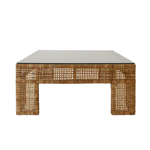 Rattan Table | Charlie Coffee Table  from Side View | Worlds Away Furniture