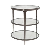 Vienna Round Glass Top Side Table in Gunmetal Finish - Alternate View