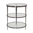 Vienna Round Glass Top Side Table in Gunmetal Finish - Side View