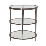 Vienna Round Glass Top Side Table in Gunmetal Finish - Side View
