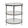 Vienna Round Glass Top Side Table in Gunmetal Finish - Side View