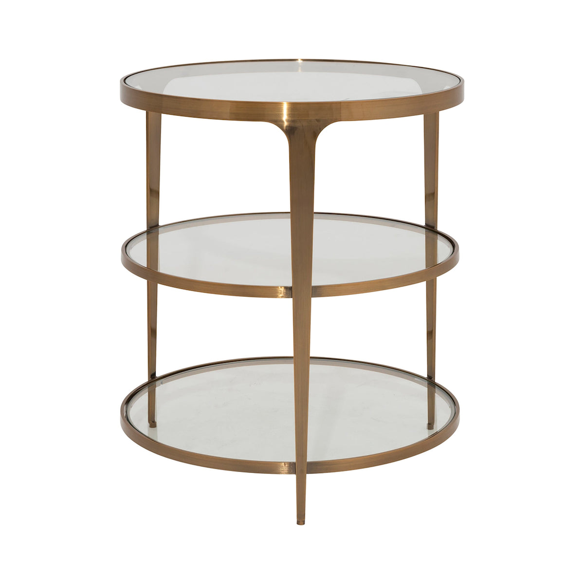 Worlds Away Vienna Three Tier Side Table | Antique Brass and Glass at Fig Linens and Home