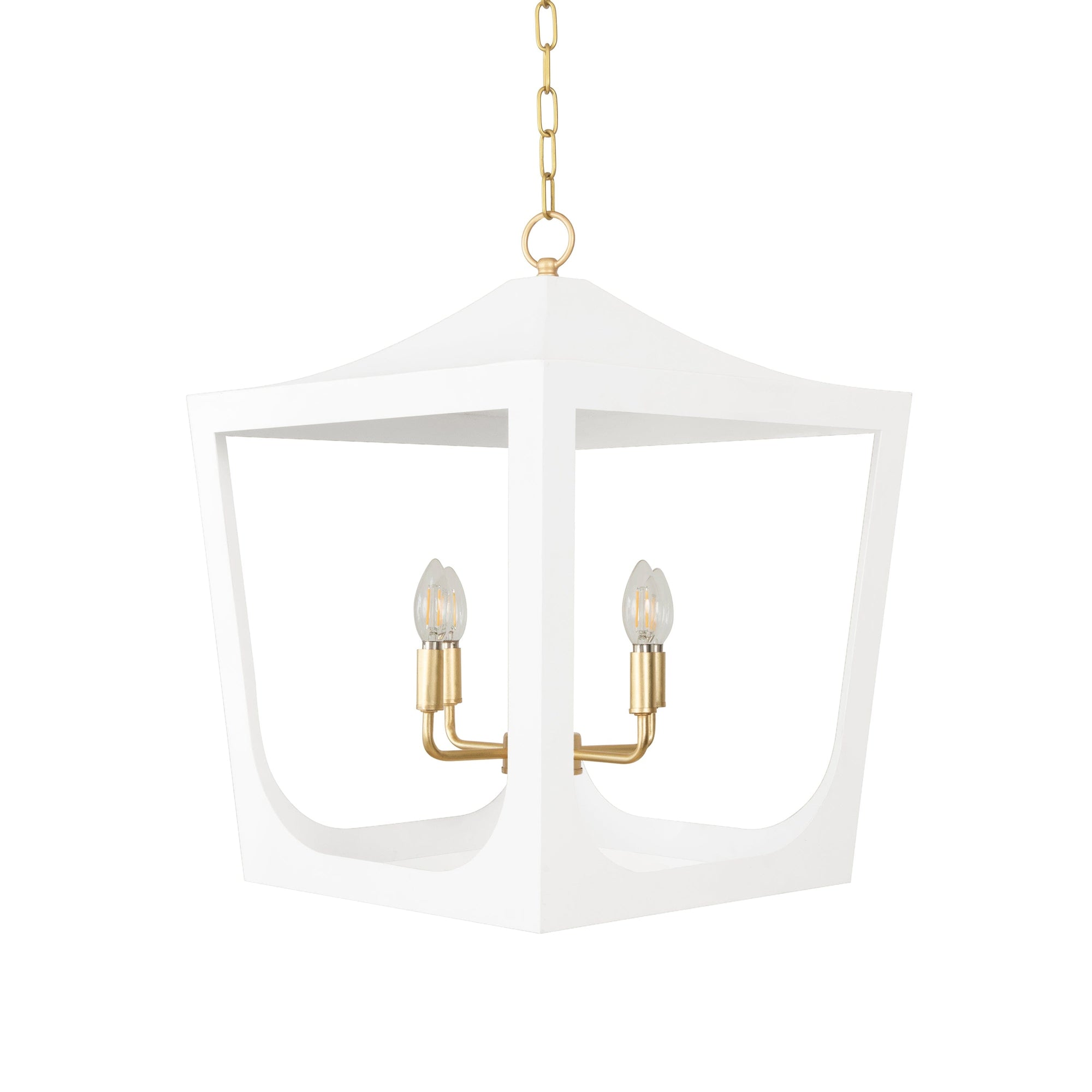Wimble White Pagoda Lantern with Gold Leaf by Worlds Away | Pendant Lighting 1