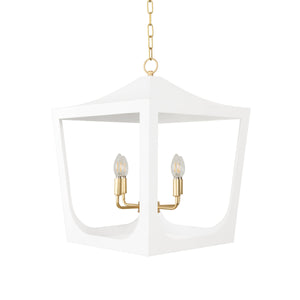Wimble White Pagoda Lantern with Gold Leaf by Worlds Away | Pendant Lighting 2