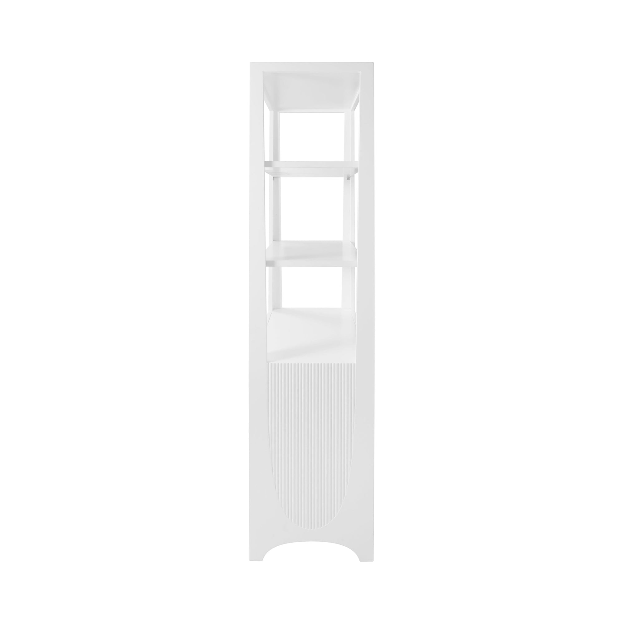 Angle View - Young White Lacquer Etagere | Worlds Away Matte Finish Book Shelf - Fig Linens and Home
