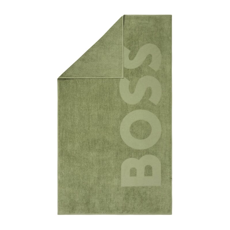 Hugo Boss Home ZUMA Cool Green Jacquard Velour Sculpted Beach Towel - Corner - Fig Linens and Home