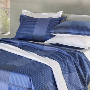 Tennis Stripes Navy Bedding by Hugo Boss Home - Bed Linen - Close Up - Fig Linens and Home