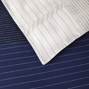 Tennis Stripes Navy Bedding by Hugo Boss Home - Duvet Cover Detail - Fig Linens and Home