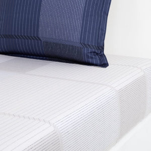 Tennis Stripes Navy Bedding by Hugo Boss Home - Fitted Sheet - Fig Linens and Home