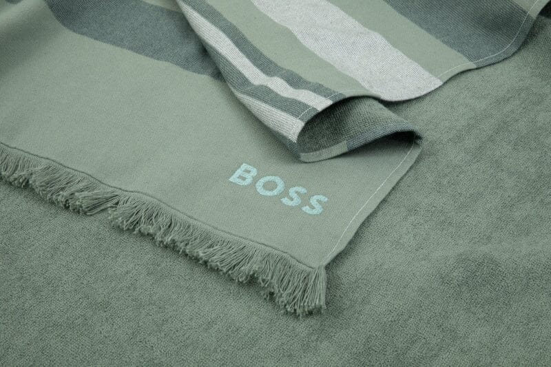 Hugo Boss Home Searide Green Foutah with closing belt - Fabric Detail Logo - Fig Linens and Home