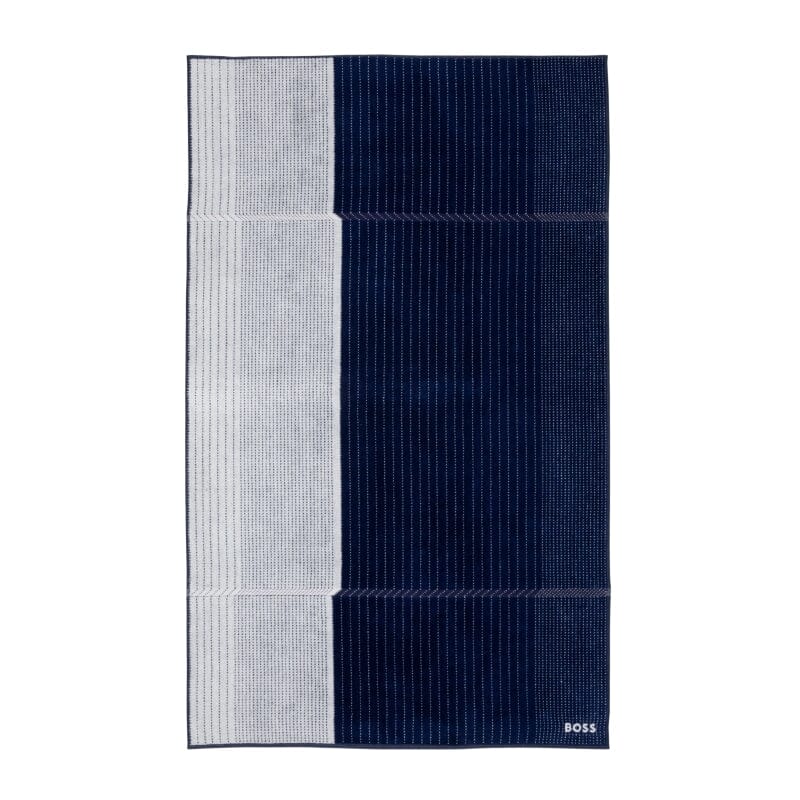 Tennis Stripes Navy Hand Towel by Hugo Boss Home - Front - Fig Linens and Home