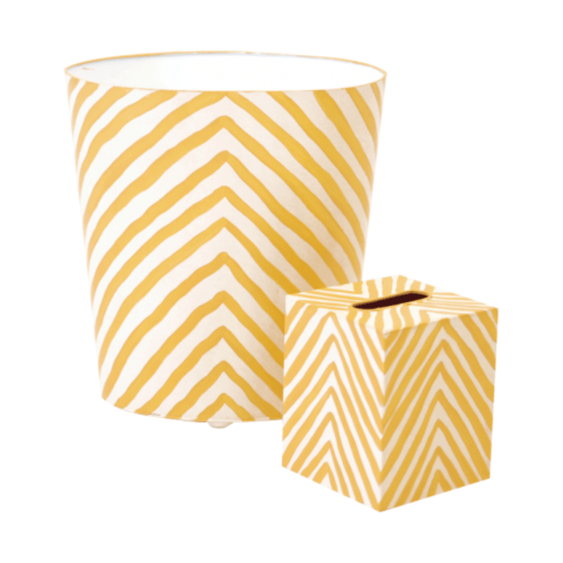 Zebra Oval Wastebasket and tissue box cover in Yellow - Bath Accessories at Fig Linens