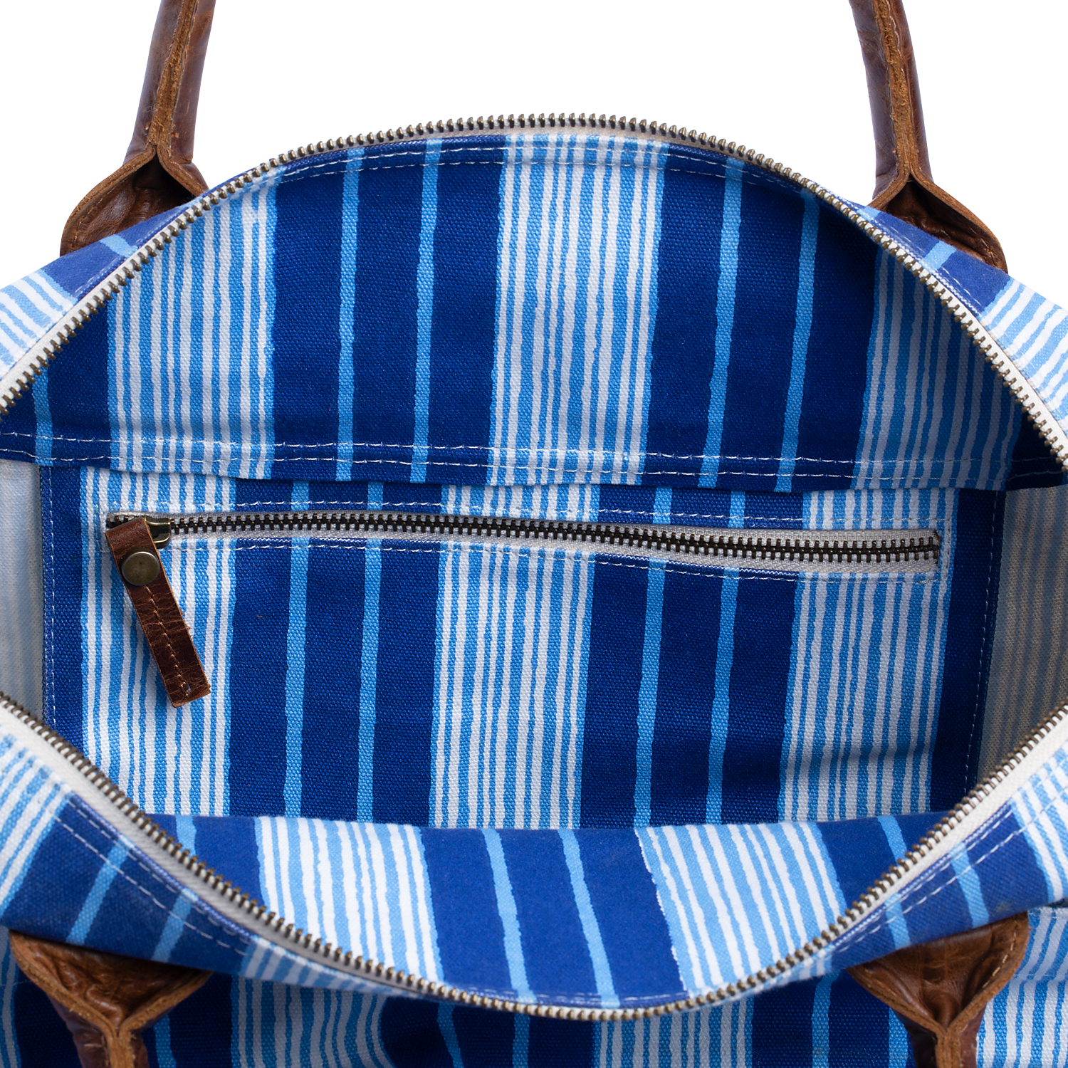 Vintage Stripe Canvas Duffle Bag with interior pockets by John Robshaw | Fig Linens and Home