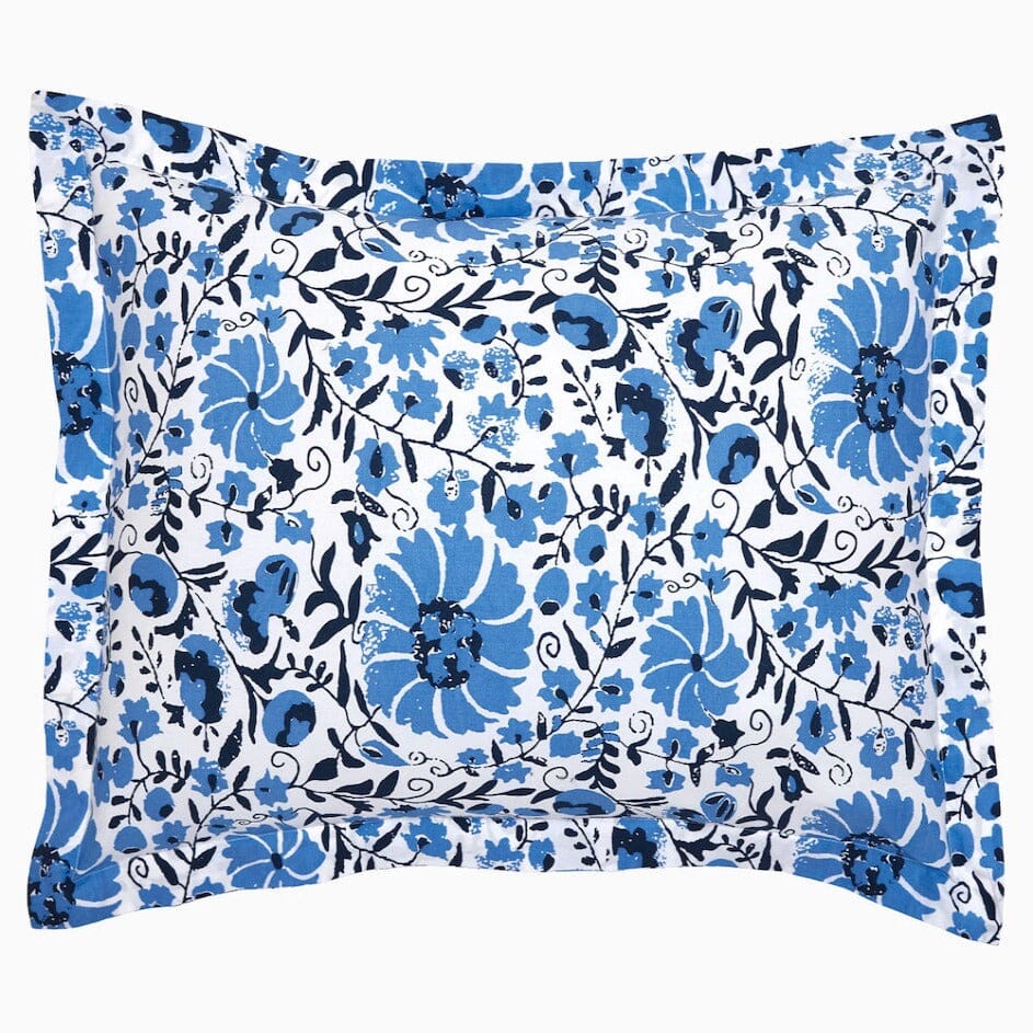 Organic Pillowcase - Zoya Azure Blue John Robshaw Pillow Sham at Fig Linens and Home
