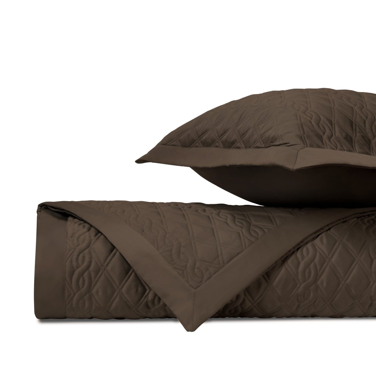 ABBEY Quilted Coverlet in Chocolate by Home Treasures at Fig Linens and Home
