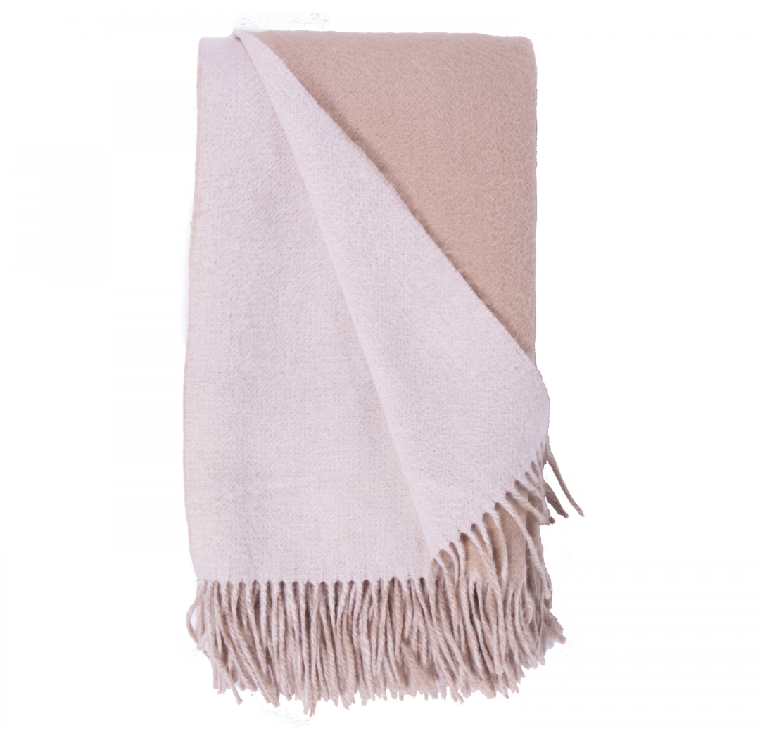 alashan cashmere and wool double-face throw - white and bisque
