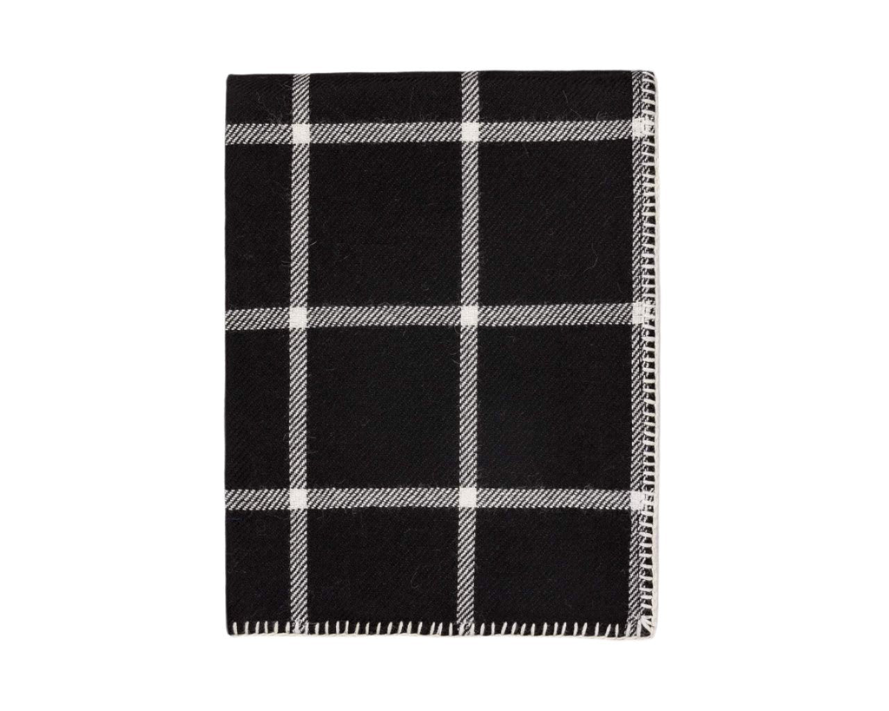 Alicia Adams Graydon Alpaca Throw in Black and Ivory - Fig Linens