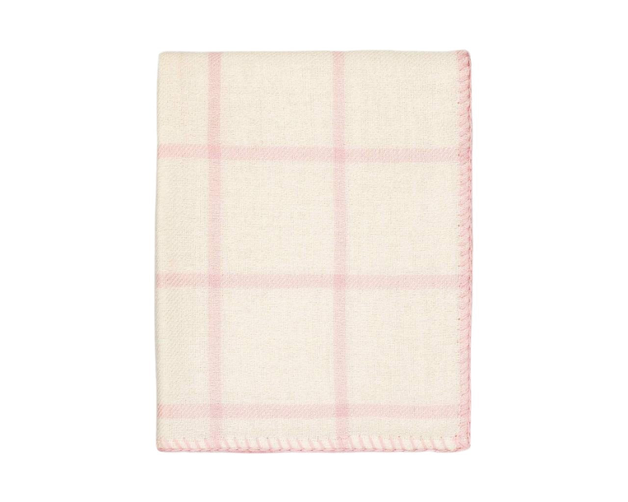 Graydon Alpaca Throw in Ivory and Light Pink Powder by Alicia Adams Alpaca