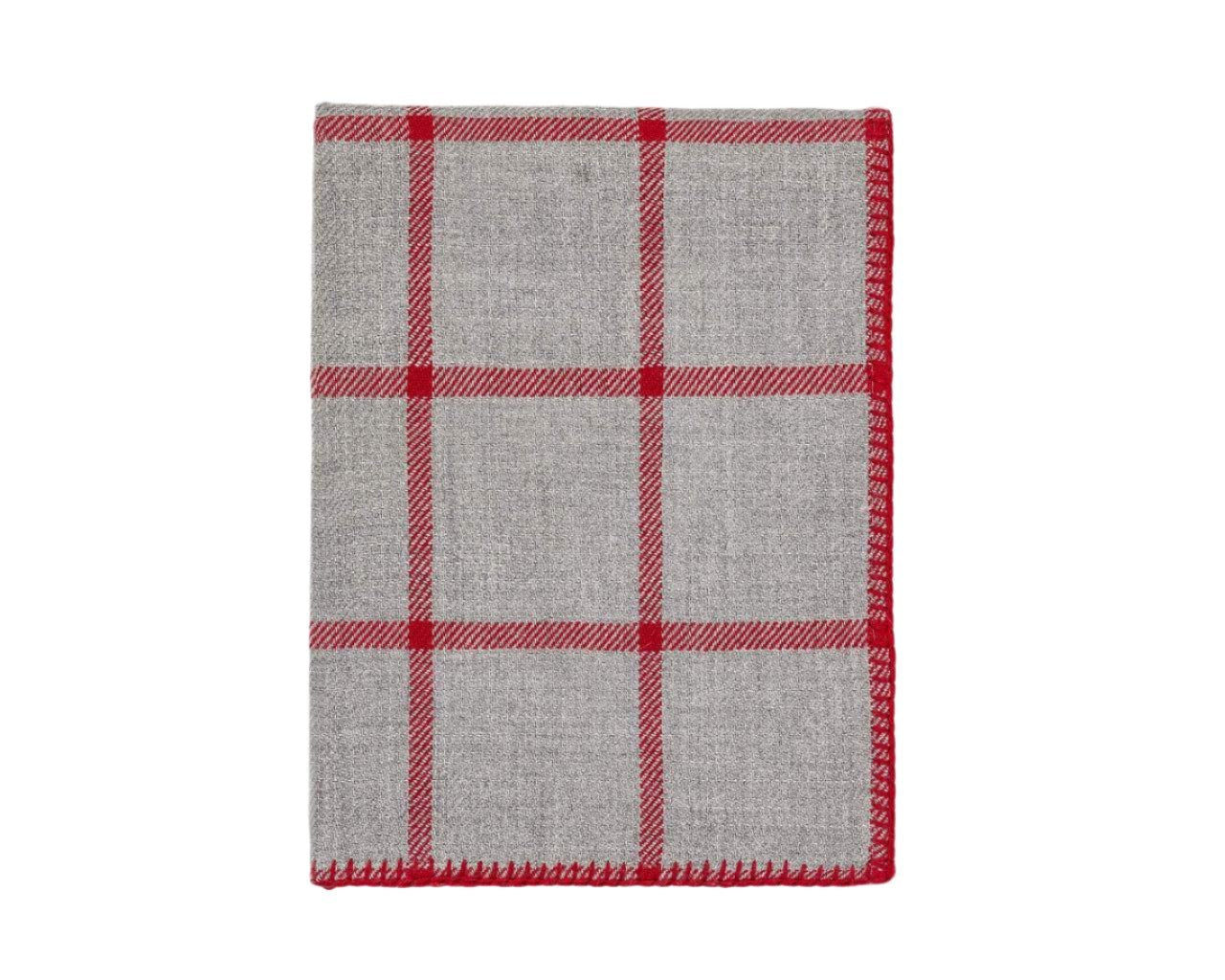 Graydon Alpaca Throw in Light Grey and Scarlet Red by Alicia Adams - Fig Linens and Home