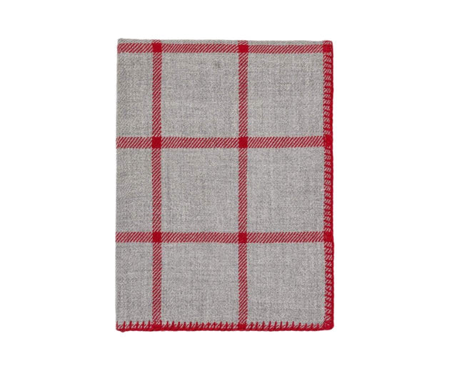 Graydon Alpaca Throw in Light Grey and Scarlet Red by Alicia Adams - Fig Linens and Home
