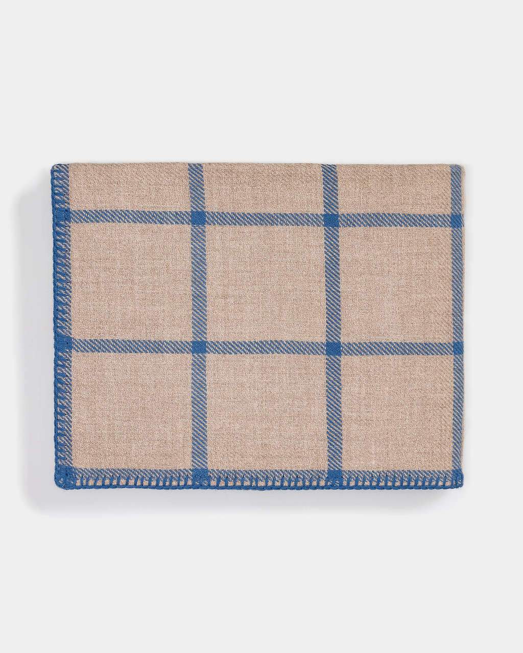 Graydon Alpaca Throw in Light Taupe and Blue by Alicia Adams