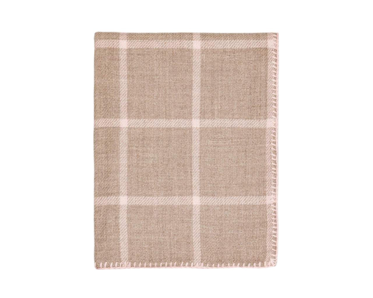 Graydon Alpaca Throw in Light Taupe and Light Pink Powder by Alicia Adams