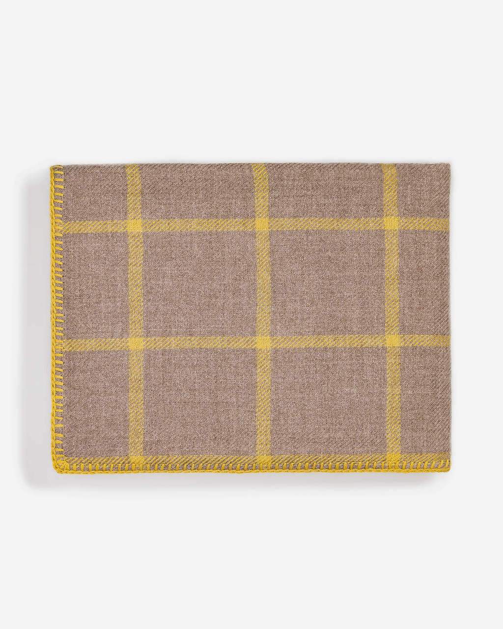 Graydon Alpaca Throw in Taupe and French Yellow by Alicia Adams